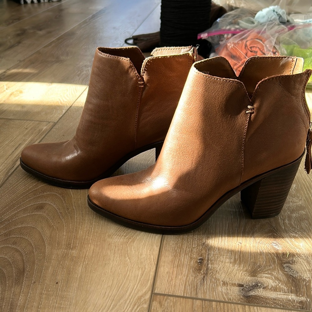 Brown leather booties